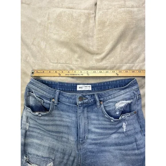 Buckle BKE Mom Jeans Women's Size 31 Blue Mid Rise Distressed Stretch Denim - Picture 7 of 7